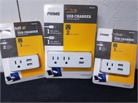 Two new 2.1 amp USB charger with AC outlet, and