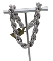 Sterling Silver Moissanite Rope Chain Bracelet