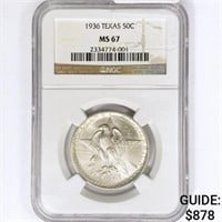 1936 Texas Half Dollar NGC MS67