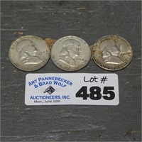 (3) Silver Franklin Half Dollars