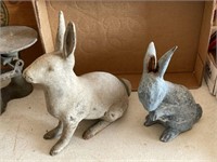 2 Cast Iron Rabbits