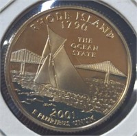 Proof 2001s Rhode Island quarter