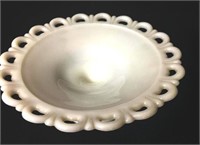 Anchor hocking open lace milk glass fruit bowl