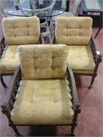 Choice of 3 vintage wooden chairs with cushions