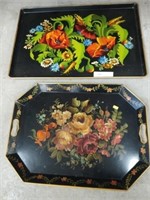 (2) Paint-Decorated Serving Trays
