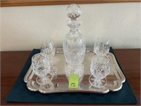 Crystal Decanter Set On Chadwick Silver Co Tray