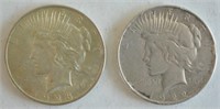 Lot of 2 Peace Silver Dollars