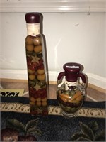 Lot 2 Decorative Vinegar Bottles with Veggies