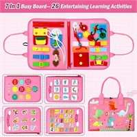 Qizfun Busy Board Montessori Toy for 1 2 3 4 Years