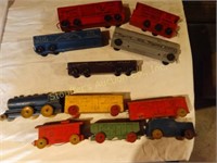 Antique Wood Toy Trains some marked Toywood