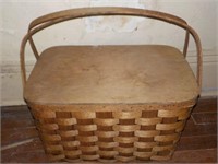 early splint picnic basket, some damage 20x13x11"