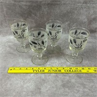 4 Libbey Frosted Wheat Wine Goblets