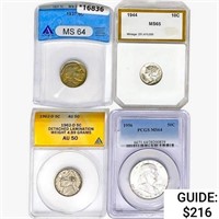 1937-1962 [4] US Varied Silver Coinage  AU/MS