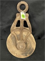 VINTAGE WOOD PULLEY