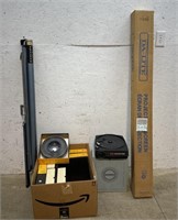 Kodak slide projector, slides and screens