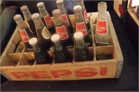 Pepsi Crate w/Pepsi & Coke Bottles