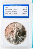 Coin 1988 American Silver Eagle $1 IGS MS70