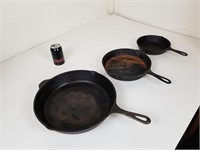 Three Cast Iron Skillets