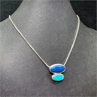 Sterling Silver Lapis & Turquoise Necklace