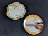 Set Of Two Hand Painted Antique Porcelain Plates