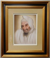 Rabbi Baba Sali Framed Litho on Cloth
