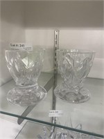 Pair heavy lead crystal footed dishes