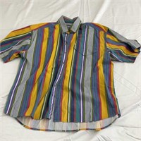 Multicolor pinstripe button up medium to large