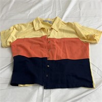 Ladies, large, multicolor button up short sleeves