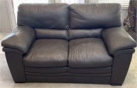 Dark Slate Gray Leather Love Seat