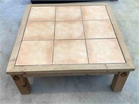 Wooden frame tile top coffee table