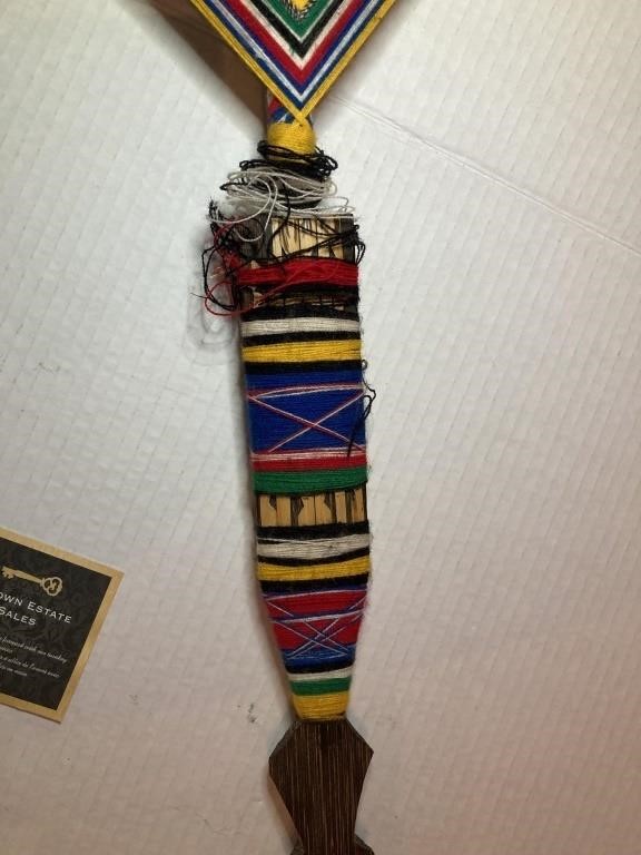 46" Long Indigenous Peruvian Spear, Yarn & Wood