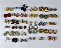 32 Pair Vintage Clip & Screwback Earrings
