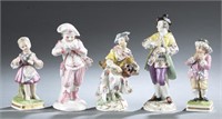 5 Hochst & Meissen porcelain figurines.