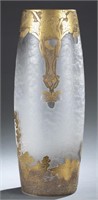 Clain & Perrier, Enamel Glass Vase, c. 1900.