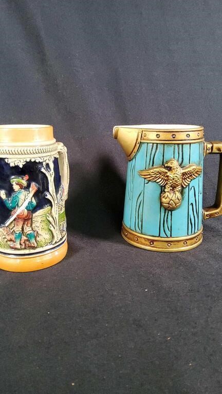 Vtg Inarco Blue Pitcher with Eagle