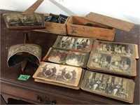 antique stereoscope w/pictures