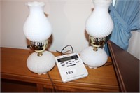 Weather Radio & Milkglass Vanity Lamps