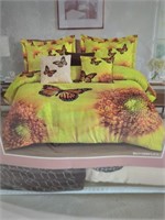 New Queen Size Luxury  Butterfly Comforter 7 Pc