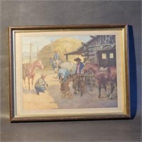 Small Framed Western Print -Blacksmith