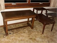 Piano bench, 2 side tables
