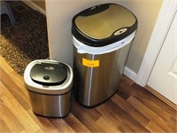 (2) STAINLESS STEEL TRASH CANS