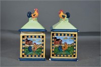 Ceramic Rooster Kitchen Canisters with Lids