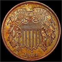 1864 Two Cent Piece CHOICE AU