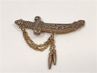 Vintage Ornate Dagger Brooch Knife Sword