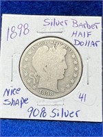 1898 Silver Barber Half Dollar Nice Coin 90%Silver
