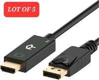 LOT OF 5 - Rankie DisplayPort (DP) to HDMI Cable,