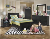 TWIN ASHLEY MARIBEL BLACK  5-PIECE BEDROOM GROUP