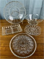 5 Vintage Glass Serving Items