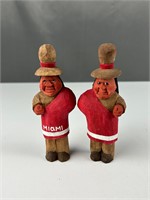 Wooden carved Miami University Indian mascots