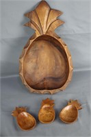 Pineapple Themed Carved Wooden Serving Dishes